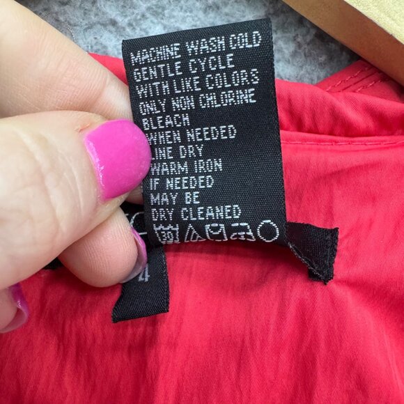 Etcetera Belted Ruffle Jacket Womens Coral Red Pink Trench Coat Size 4 - Picture 8 of 16